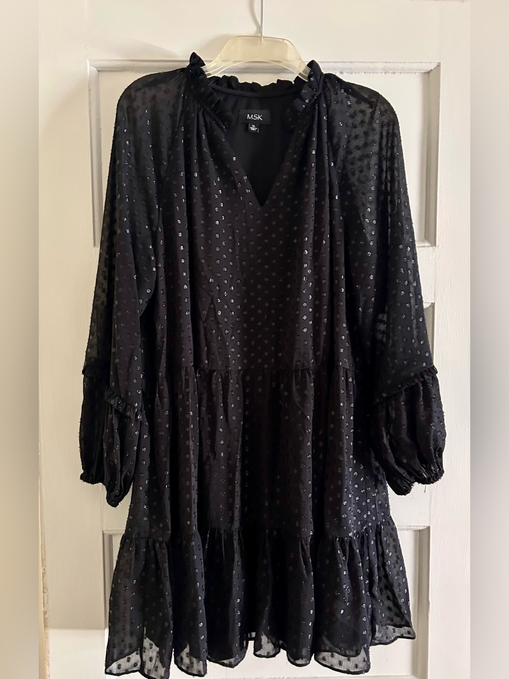 MSK Black Ruffle Boho Babydoll Dress size XL